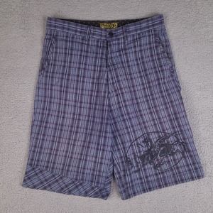 Franky‎ Max Shorts Mens 36 Blue Plaid Dragon Chino
